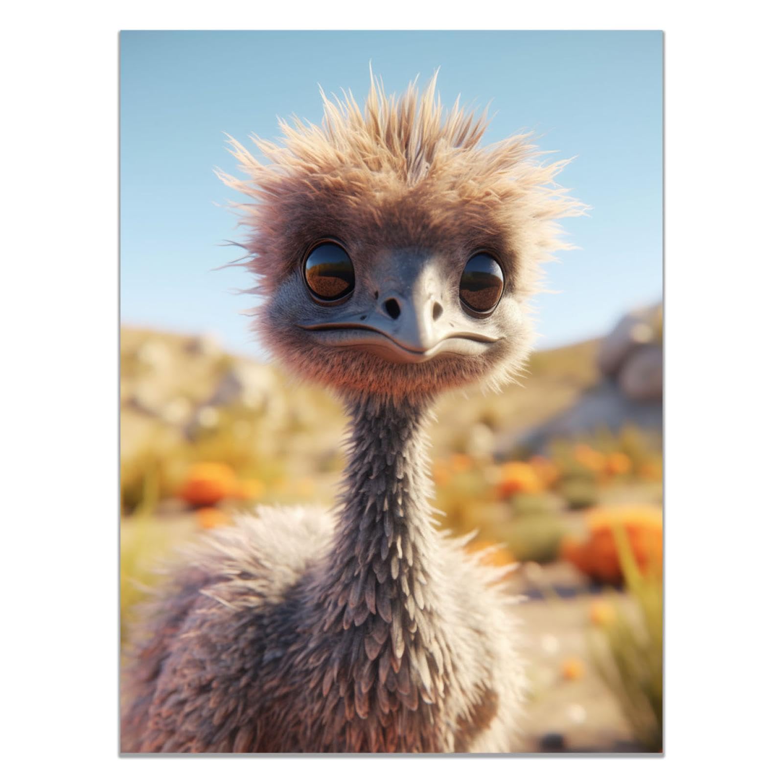 Amazon.co.jp: 動物 絵画 キャンバス,面白いかわいいダチョウ グレー